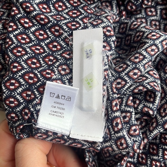 Loft Mixed Geo Peasant Blouse Brown Tile Floral -  size medium - Picture 14 of 16